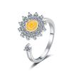 Cross-border Hot Sale Rotating Ring Ajustável Anxiety Relief Abertura Girassol Descompressão Zircon Food Finger Ring Atacado