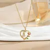 Collar de Corazón de Rosa para Mujer, Joyería que no se decolora, Cadena para Clavícula Versátil, Estilo Ins, Cadena para Clavícula de Nicho de Gama Alta al por Mayor