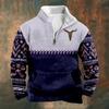 Camisa informal de moda con estampado retro para hombre, sudadera de manga larga con cuello alto y media cremallera, producto nuevo transfronterizo 2023