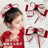 Pinza de Agarre de Lazo de Cinta de Princesa Corazón Dulce para Niña Estilo Occidental Lazo Rojo Accesorios para el Cabello Pinza para Cola de Caballo Alta