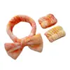 Faixa de Cabelo para Spa e Pulseiras de Pulso Combinando para Lavar o Rosto Pele Suave Laço Macio para Maquiagem Facial Faixa de Cabelo para Banho