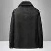Jaqueta de Couro Masculina de Inverno Estilo Masculino Roupa de Inverno Roupa para Homens de Meia-Idade e Idosos Roupa de Pai Jaqueta de Couro Grossa Aconchegante com Veludo Adicional Homem