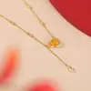 Yuebao Joias Âmbar Prata de Lei S925 Banhada a Ouro Cabaça Bênção Gota d'Água Conjunto de Corrente de Prata Novo Estilo Chinês Tendência Nacional Personalização