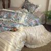 Conjunto de Roupa de Cama Humaru Francês Coreano Algodão Fresco Quatro Estações Algodão de Fibra Longa Quatro Peças com Florais Retrô