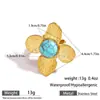 Anillo Malt Jewelry Estilo Corte Francés Pétalo de Flor Turquesa con Diseño Abierto Ajustable Anillo Declaración para Mujeres