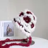 Chapéu de Malha de Pelo de Coelho Moda Quente Estilo Lei Feng para Mulheres, Novo Chapéu Loli Casual Versátil de Inverno, Chapéu à Prova de Frio com Proteção para Orelhas