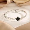 Pulsera de Acero Inoxidable Dorado con Trébol de Cuatro Hojas de la Suerte Temperamento Combinable Diseño Hueco Pulsera de Titanio Pulsera con Apertura de Resorte