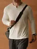 Camiseta Casual de Manga Corta con Cuello en V Estilo Americano de Lyocell, Semiabierta, para Hombre, Nuevo Modelo Primavera 2026, Top Casual Suave y Amigable con la Piel