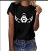 Nova camiseta casual estampada de manga curta solta estilo europeu e americano para mulheres 2
