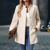 Abrigo de lana casual para mujer con cuello alto, longitud media, 2026 exportación transfronteriza, nuevo para otoño e invierno, prenda exterior de color liso, tienda independiente