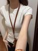 Camiseta Base Rosa de Manga Corta y Cuello Redondo para Mujer, Verano 2026, Estilo Puro Deseo, Corte Ajustado, Camiseta Básica