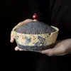 Cenicero de Cerámica Vintage Color Rojo Pedernal para Mesa de Sala de Estar en Casa, Portacigarrillos de Estilo Chino con Forma Creativa de Caqui, Lujo Ligero de Gama Alta