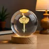 Bailarina de Ballet Cristal Tallado Interior Adorno 3D Estéreo Creativo Decoración de Escritorio Regalo Bola de Cristal Luz Nocturna Luminosa Personalizado
