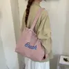 Bolsa Tote de Camurça Estilo Coreano com Letras Feminina 2026 Nova de Grande Capacidade para o Dia a Dia com Cordão Bolsa de Ombro Bolsa de Mão Tote