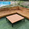 Sofá de Madeira Maciça de Alta Qualidade para Exterior Combinação de Sofá de Teca com Mesa de Centro para Pátio Jardim Terraço Móveis Nórdicos para Varanda Externa
