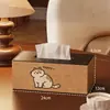 Caixa de Lenços de Couro de Gato Desenho Animado Fofo para Quarto Sala de Estar Desktop Armazenamento de Controle Remoto de Alto Valor Caixa de Papel com Extração Integrada