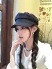 Gorra Plana de Denim Oscuro Estilo Británico 2026 para Mujer, Nuevo Sombrero Octogonal de Primavera y Verano, Gorra Militar Casual