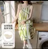 Camisón de Verano a Rayas para Mujer 2026, Estilo Coreano, Adelgazante, Encaje, Sexy, Vestido de Longitud Media