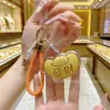 Lingote de Oro Puro 999 Llavero con Cordón de Cuero Colgante Decoración para Bolso Regalo de Reunión Anual para Clientes