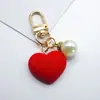 Llavero Colgante de Perla de Resina Estilo Coreano Corazón de Niña Estilo Corazón de Durazno Accesorios Colgante para Bolso de Pareja No