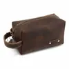 Suministro de Comercio Exterior Neceser de Cuero Genuino Piel de Vaca de Primera Capa Bolso de Viaje Retro Bolso de Mano para Hombre Bolso de Almacenamiento de Piel de Vaca Resistente al Desgaste