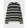 Suéter Grueso de Lana de Oveja 100% Pura Estilo Retro de Invierno para Mujer Camiseta Básica de Punto Clásica con Rayas de Colores