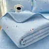 Manta Acolchada de Terciopelo de Gasa Arrugada para Madre y Bebé, Doble Cara, Tres Capas, Engrosada, para Todas las Estaciones, Antideslizante, Sábana de Cama