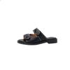Diseño Sencillo Sentido del Estilo Moño Piel Completa Muller Calzado de Exterior Pantuflas Verano 2022 Nuevo Tacón Bajo Piel de Vaca Sandalias para Mujer