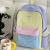 Mochila para Festa de Estudante para Mulheres, Mochila Escolar de Alto Valor com Bloqueio de Cores Dopamina, Bolsa para Viagem ao Ar Livre e Lazer, Mochila Pequena Estilo Universitário