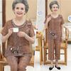 Vestido de Verano de la Abuela, Conjunto de Dos Piezas de Seda Helada, Ropa para Mujeres Mayores, Ropa de Manga Corta para Madres, Ropa de Verano para Señoras Mayores y Ancianos