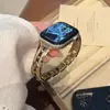 Pulseira de relógio em metal cobre estilo vintage e zircônia cúbica, compatível com Apple Watch Séries 12, 11 e 10