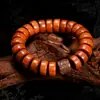 Pulsera de Cuenta Rueda Estrella de Oro Real de Palo de Rosa Indonesio Pulsera de Cuenta de Madera Tallada a Mano Pixiu Joyería de Madera para la Mano