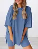 Nuevo Conjunto Casual de Moda de Comercio Exterior Estilo Europeo y Americano de Bolsillo Color Sólido Holgado Pijama para Mujer Verano 2026