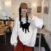 Sudadera con cuello redondo para mujer, gris, 2026, nueva temporada de otoño e invierno, con felpa interior gruesa, sin capucha, holgada, estilo chic americano, top informal