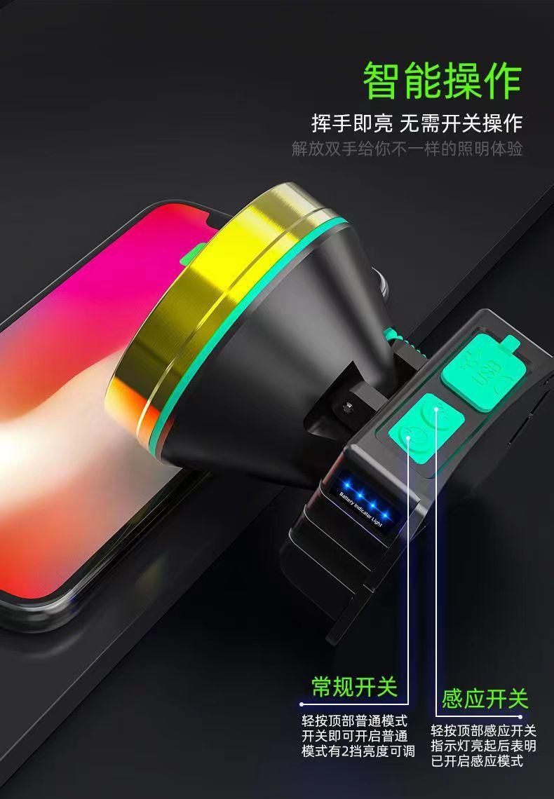 感应头灯强光超亮头戴式