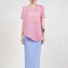 Camiseta de Mujer Miyake Delgada Color Puro Verano Nueva Versátil Casual Ligeramente Transparente Jersey Asimétrico Manga Corta Top para Mujer