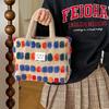 Bolso Bandolera de Gran Capacidad para Mujer de Felpa Tipo Cubo 2023 Nuevo Bolso Cruzado Bolso de Hombro Portátil Bolsa de Almacenamiento para Compras