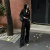 Top Corto de Diseñador de Moda para Mujer con Cuello en V y Cuello Polo, Estilo Corto Elegante con Abdomen al Descubierto, Camiseta de Manga Larga Ajustada Bordada