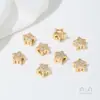Cuentas Espaciadoras de Estrella de Cinco Puntas Gruesas Plateadas Bañadas en Oro Real Electrochapado de 14K Incrustadas con Circonita Accesorios para Pulseras, Collares Hechos a Mano con Cuentas para DIY