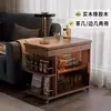 Mesa de Centro de Madera Maciza, Moderna y Sencilla, Mesa Pequeña Multifuncional para Apartamentos Pequeños, Adecuada para Usar en la Sala de Estar, Carrito Móvil, Mesa Lateral para Sofá