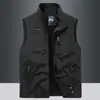 Chaleco Fino de Primavera y Otoño para Hombre, Ropa Exterior Holgada, Chaleco Deportivo, Ropa de Trabajo de Talla Grande para Exteriores, Chaqueta Chaleco Casual con Cuello Alto