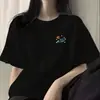 Camiseta de Manga Corta de Seda de Leche para Hombres y Mujeres, Nueva de Verano 2026, Top Holgado de Nicho para Estudiantes con Estampado Versátil
