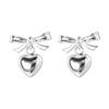 Pendientes de plata de ley 925 con lazo de amor para mujer, sencillos, compactos, con personalidad dulce y temperamento social E9033