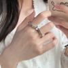 Anillo Creativo de Zircón Arcoíris para Mujer, Simple de Alta Gama, Versátil, Geométrico, Plata S925, Anillo Abierto, Anillo de Dedo Rojo de Internet para Comida