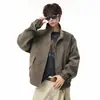 Chaqueta de Cuero Sintético Tie-Dye Desgastada Estilo Retro Americano Suelta para Hombre Primavera Otoño Marca de Moda Oversize Solapa Chaqueta de Motociclista Ancha