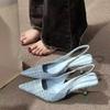 Sandálias de Salto Agulha Bico Fino Estilo Chanel para Mulheres, Novos Sapatos de Salto Único Versáteis Primavera/Verão 2026, Elegantes Saltos Altos da Moda Francesa