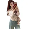 Suéter Simple Versátil de Corte Ajustado para la Primavera de 2026 Moda Francesa Cardigan de Punto de Manga Larga con Cuello Marino para Mujer
