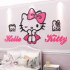 Adesivos de Parede Gato KT Acrílico 3D para Meninas Quarto Infantil Cabeceira Adesivos de Desenho Animado Quarto de Princesa Pintura Decorativa