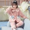 Pijama de Coral Fleece para Niñas para Otoño e Invierno, Ropa de Casa Engrosada y Forrada de Polar para Niños Mayores, Conjunto Cálido de Franela para Niñas