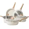 Wok, Olla para Sopa, Juego Completo de Ollas, Sartén, Cocina de Inducción, Estufa de Gas, Juego de Sartenes Antiadherentes de Piedra Médica para el Hogar, Sartén
